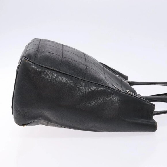 CHANEL Choco Bar COCO Mark Hand Bag Canvas Black Silver - Picture 4 of 16